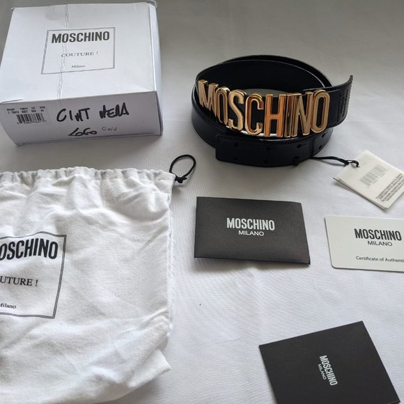 Moschino Couture Jeremy Scott SHINY GOLD LOGO BELT main image 15